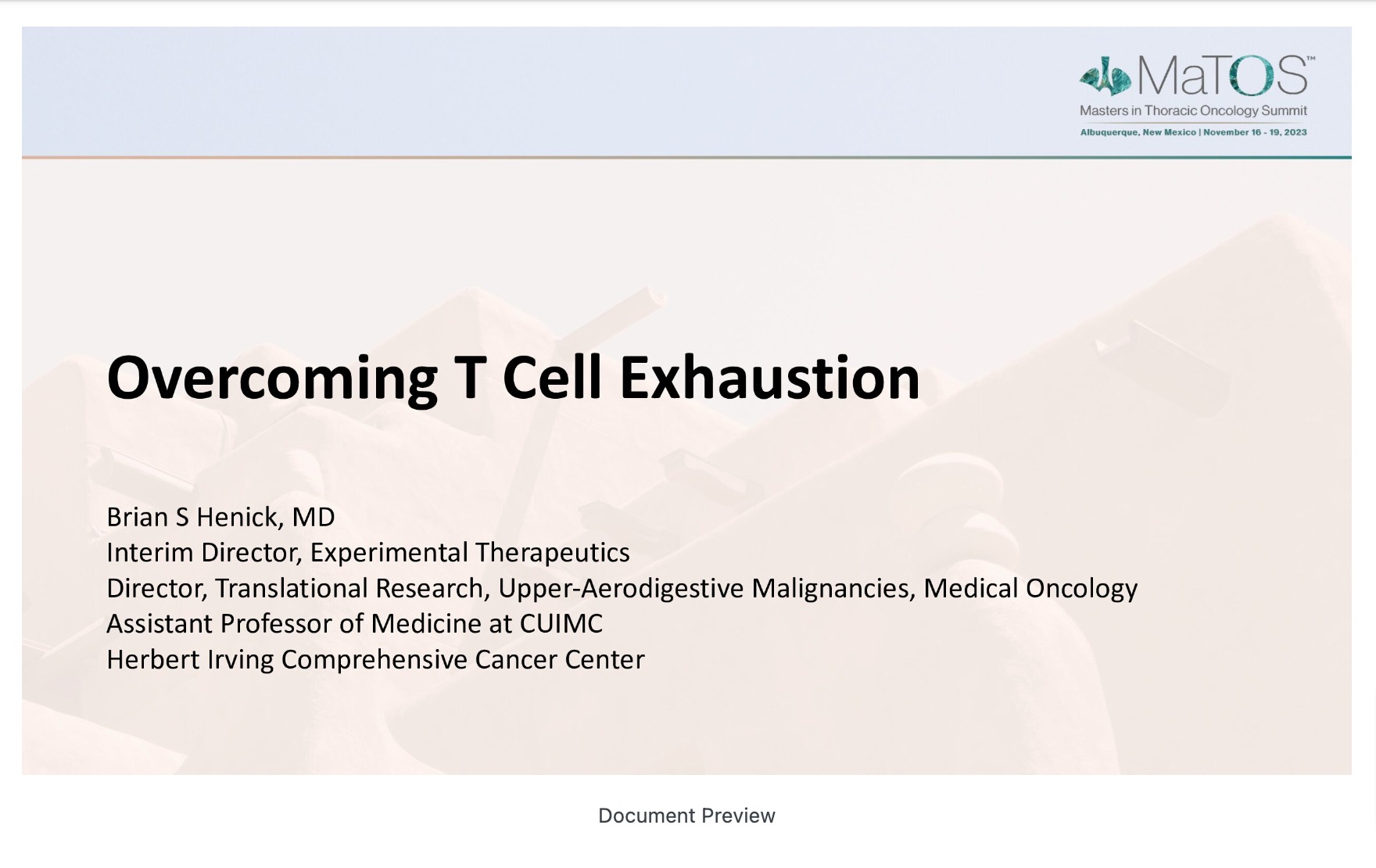 Overcoming T-Cell Exhaustion