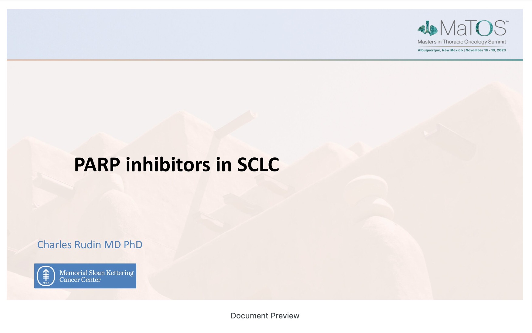 PARP Inhibitors in SCLC