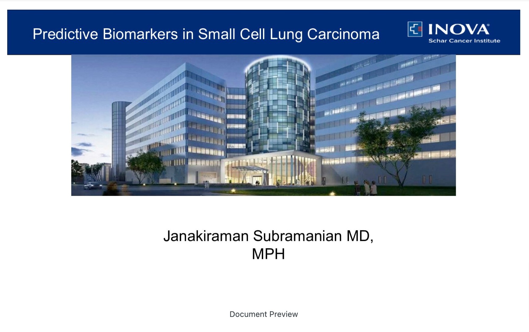 Predictive Biomarkers for SCLC