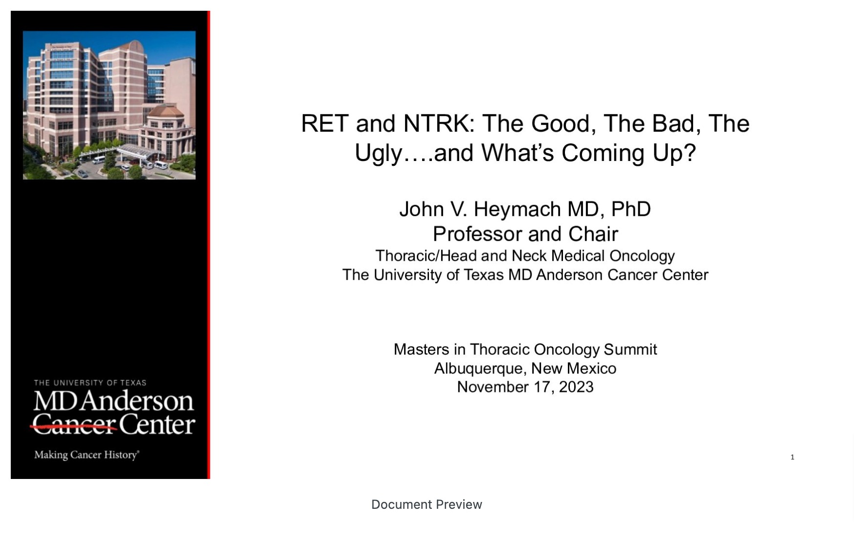 RET and NTRK: The Good, The Bad, The Ugly.... and What’s Coming Up?