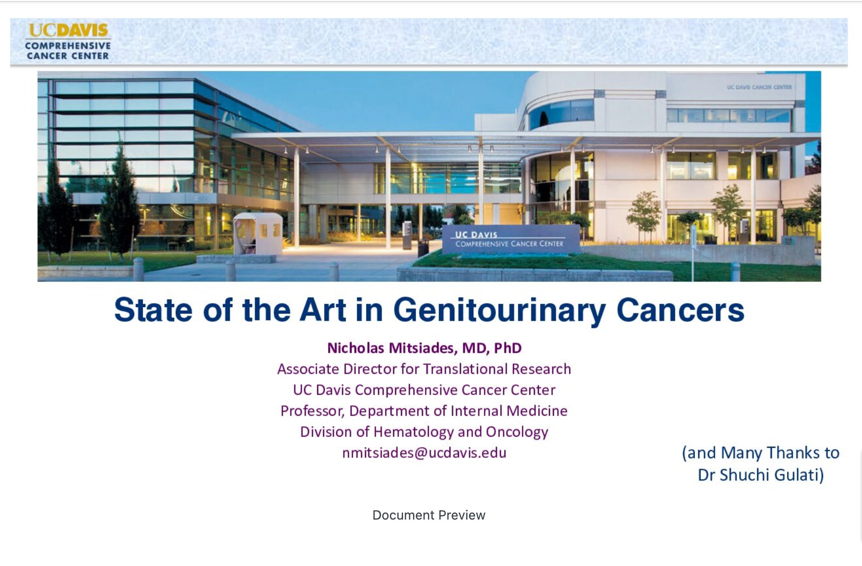 State of the Art in Genitourinary Cancers