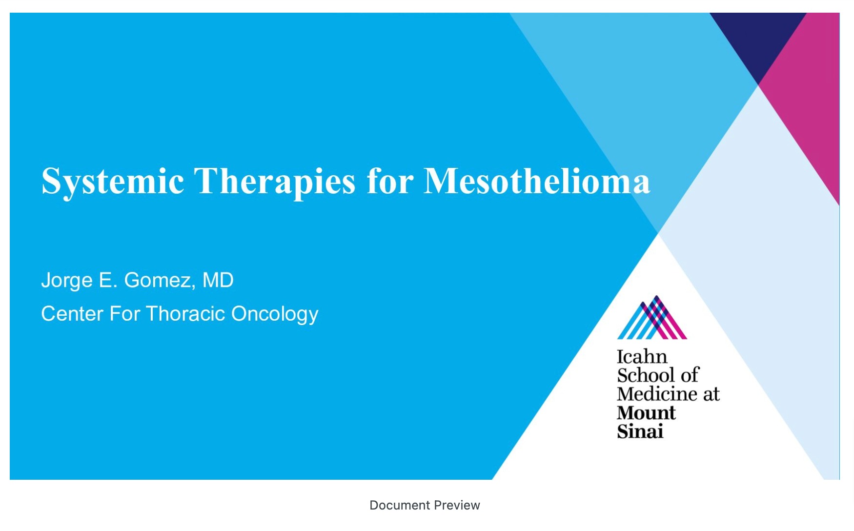 Systemic Therapies for Mesothelioma