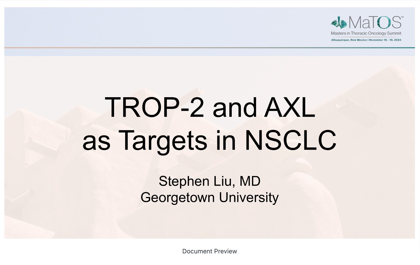 TROP-2 and AXL as Targets in NSCLC