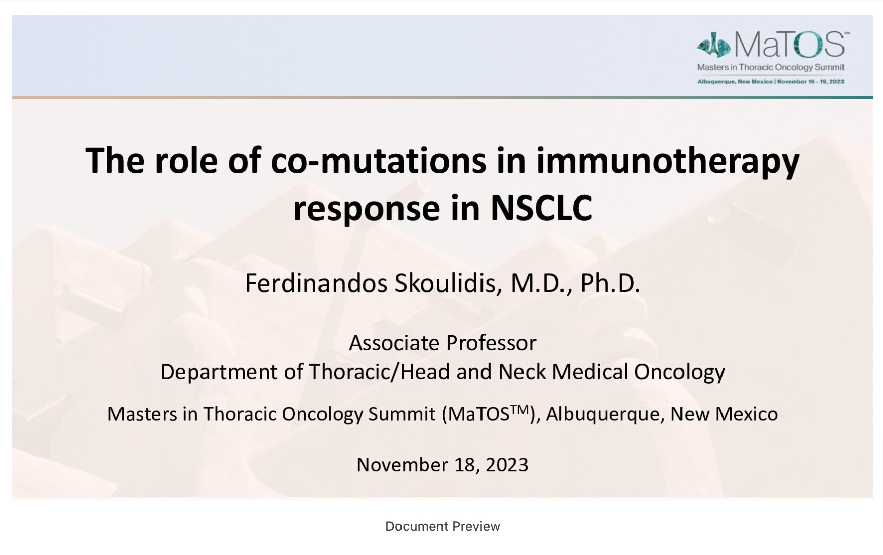 The Role of Co-Mutations with Immunotherapy Response in NSCLC