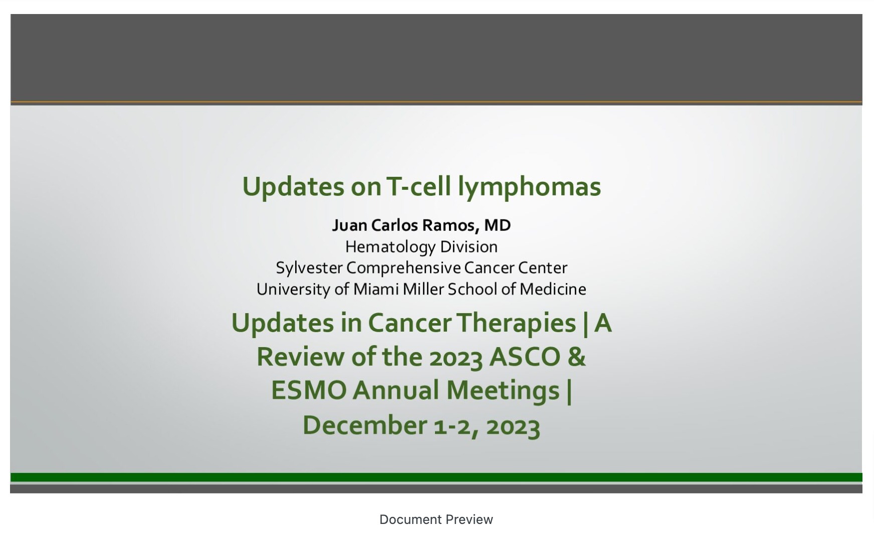 Update on T-Cell Lymphomas