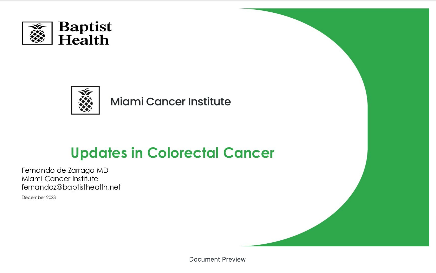 Updates in Colorectal Cancer