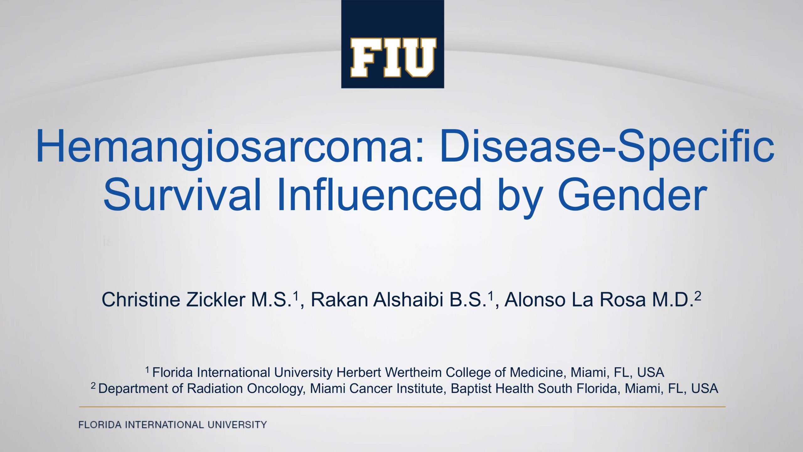Hemangiosarcoma: Disease-Specific Survival Influenced by Gender