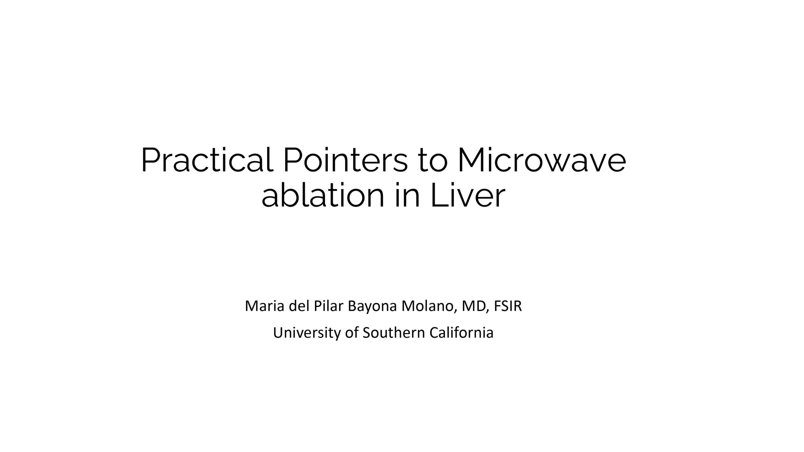 Practical Pointers to Microwave ablation in Liver