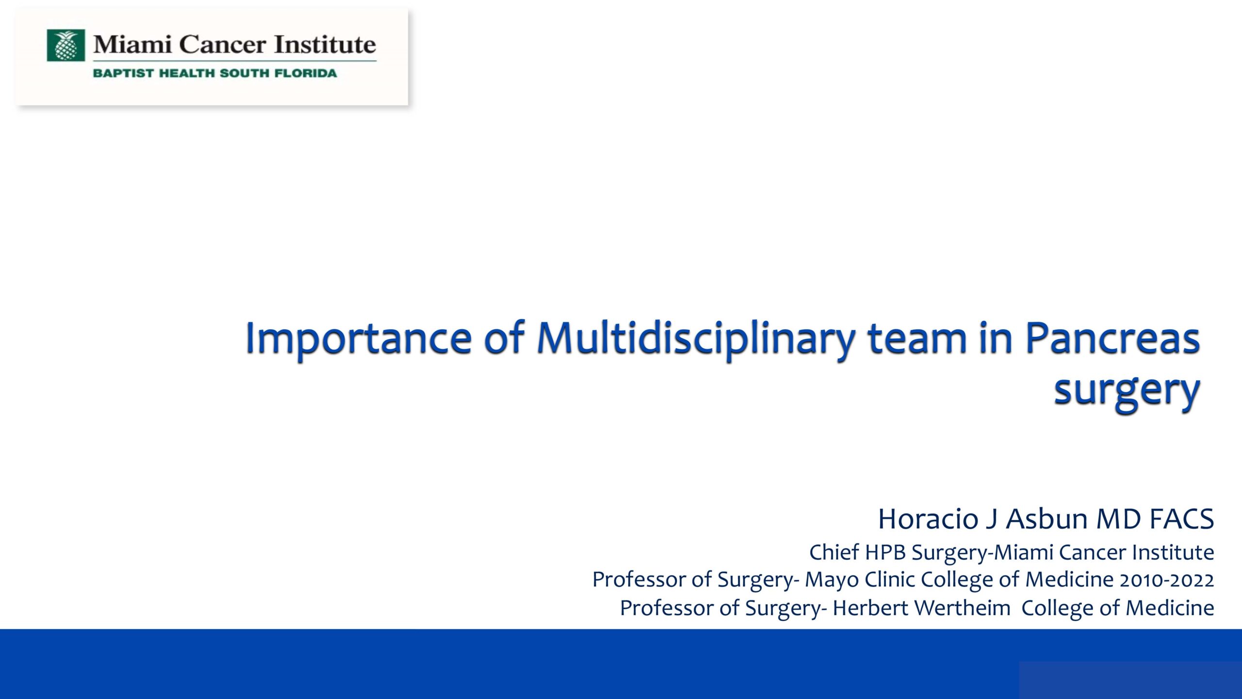 Surgery for pancreatic cancer and working with a multidisciplinary team