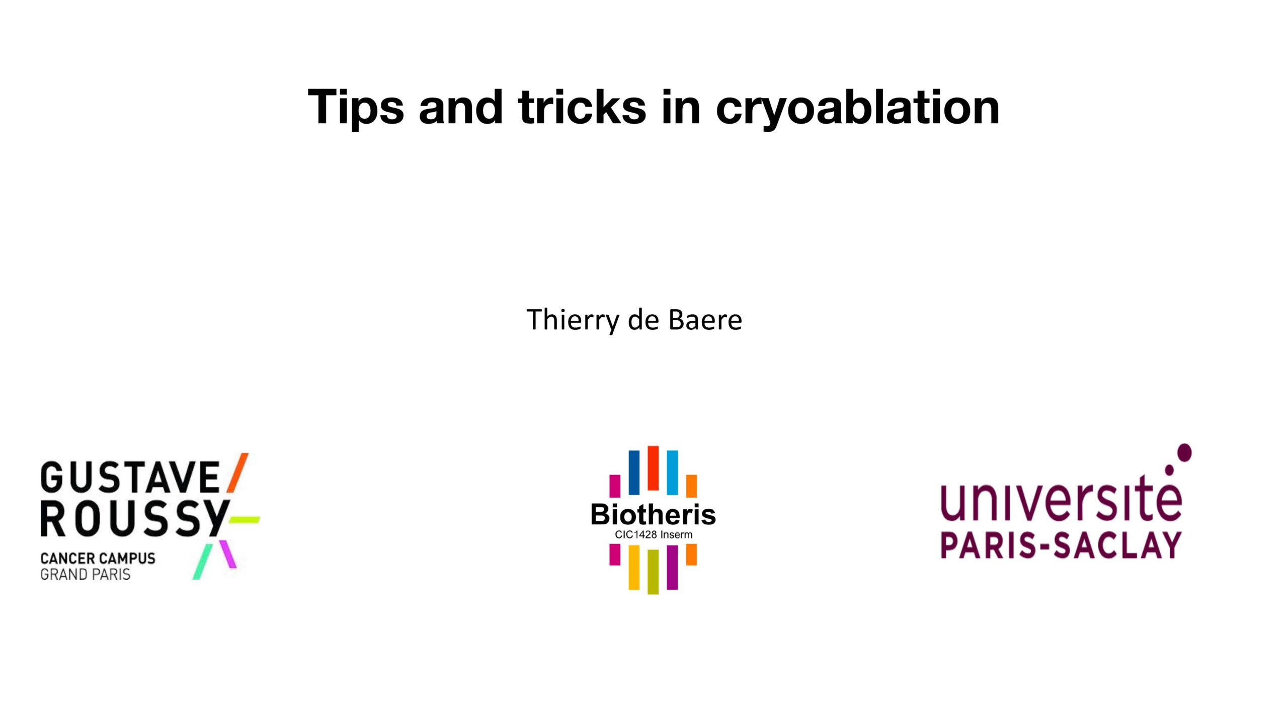 Tips and tricks in cryoablation