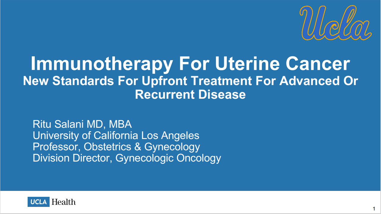 Immunotherapy For Uterine Cancer New Standards For Upfront Treatment For Advanced Or Recurrent Disease