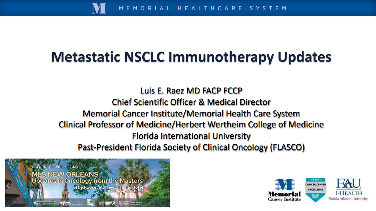 Master Lecture on Immunotherapy in NSCLC: Metastatic Setting and What is After First Line IO Failure