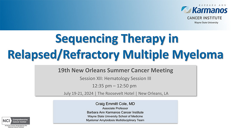 Sequencing Therapy in Relapsed/Refractory Myeloma Patients