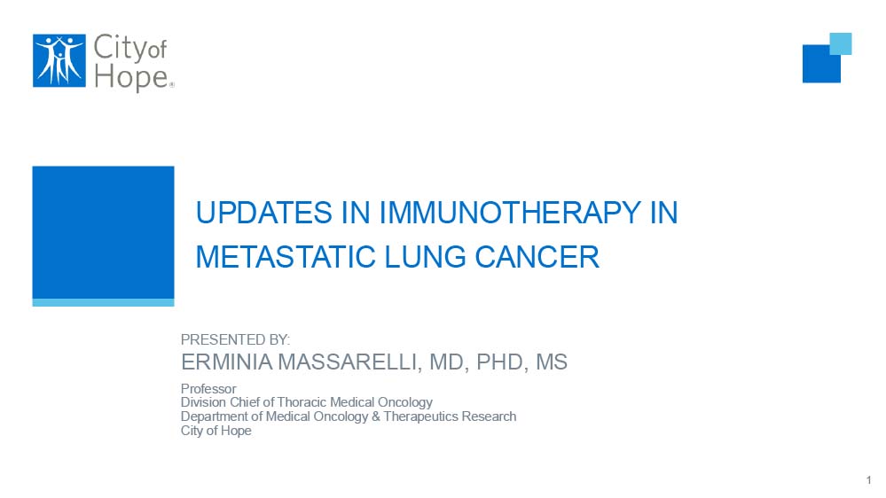 Updates in Immunotherapy for Metastatic Lung Cancer