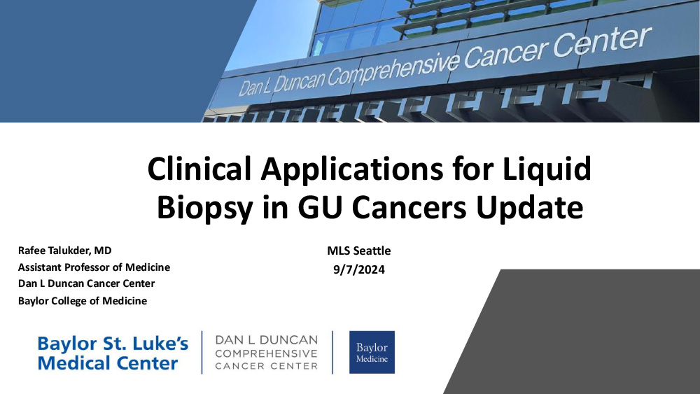 Clinical Applications for Liquid Biopsy in
GU Cancers Update