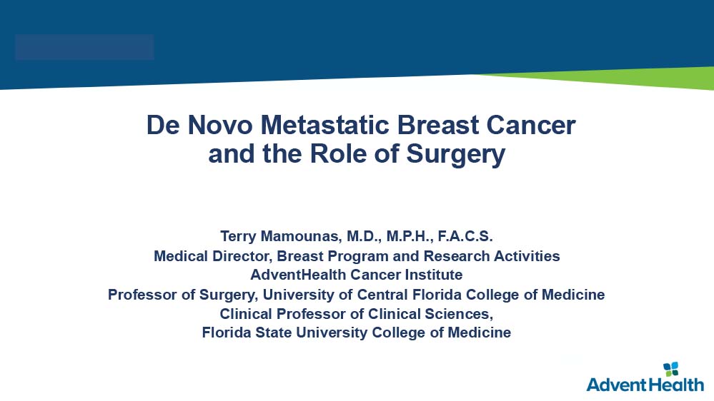 Denovo Metastatic Breast and the Role of Surgery