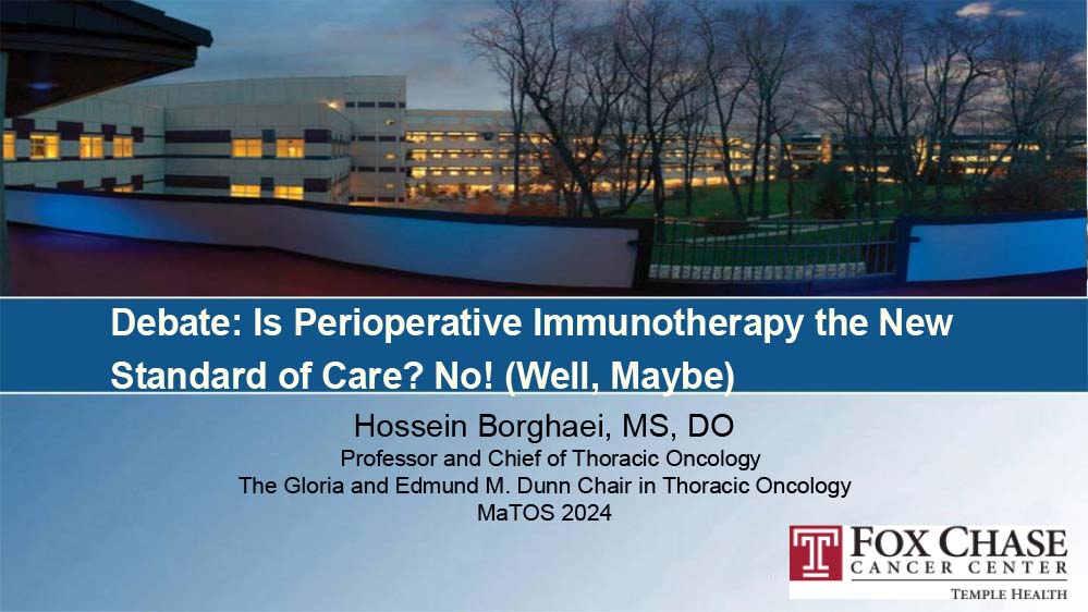 Debate- Is Perioperative Immunotherapy the New Standard of Care? No.